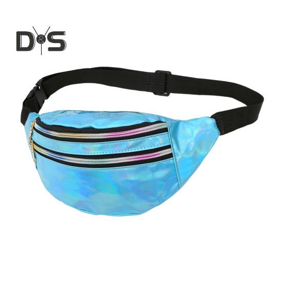 Schillernde Hüfttasche, Glitzer-Gürteltasche, wasserdichte Bauchtasche, Kunstleder, Bauchtasche mit 3 Taschen für Reisen, Party, Strand, Musikfestival