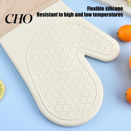 Grill Heat Resistant Gloves 2Pcs Silicone Oven Mitts High Temperature Kitchen Non-Slip Lined Boiling Water Machine Washable for Baking Grilling