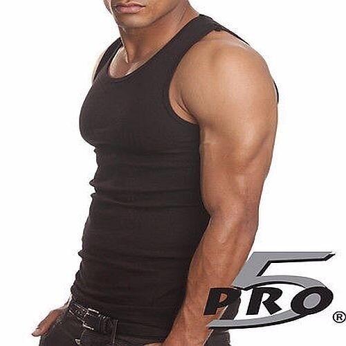 PRO 5 МУЖСКИЕ ЧЕРНЫЕ ФУТБОЛКИ ХЛОПКОВАЯ НИЖНЯЯ РУБАШКА WIFE BEATER SM-3X Унисекс Футболка L