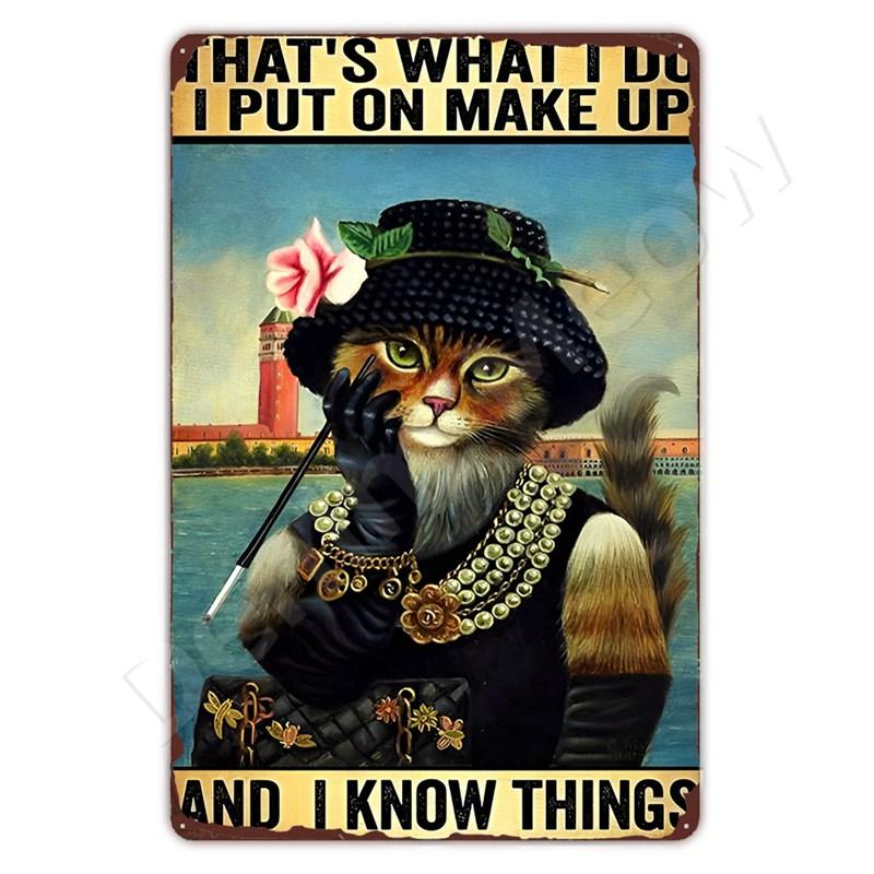 Funny Bathroom Quote Metal Tin Sign, Black Cat, Wash Your Paws, Poster for Home, Bathroom, Cafe, Wall Decor, Gift for Women