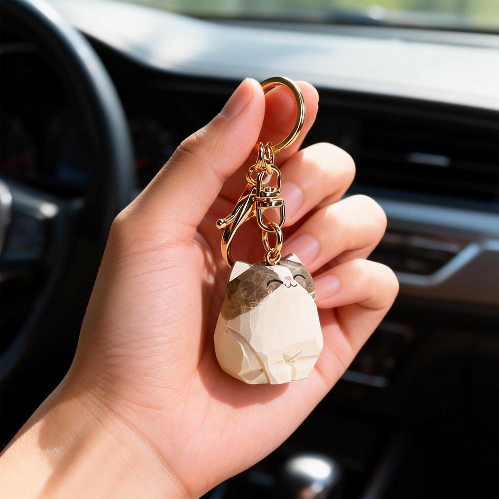 Hand Carved Wooden Cat Figurine Cute Kitten Statue Home Desktop Decor Calico Orange Cat Ragdoll Bombay Cat Miniature Craft Gift