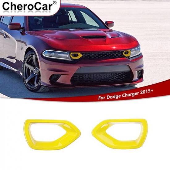 2x Front Bumper Center Grill Grille Cover Trim For 2015-22 Dodge Charger Yellow