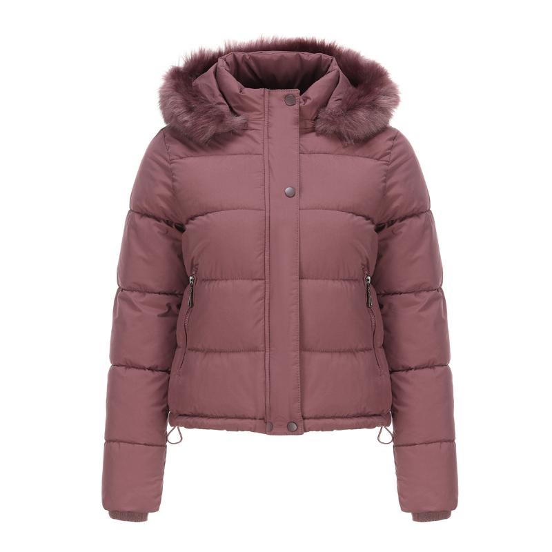 Autumn and Winter Warm Cotton Coat for Women Short Style Plus Velvet Long-sleeved Cotton Coat with Detachable Hood