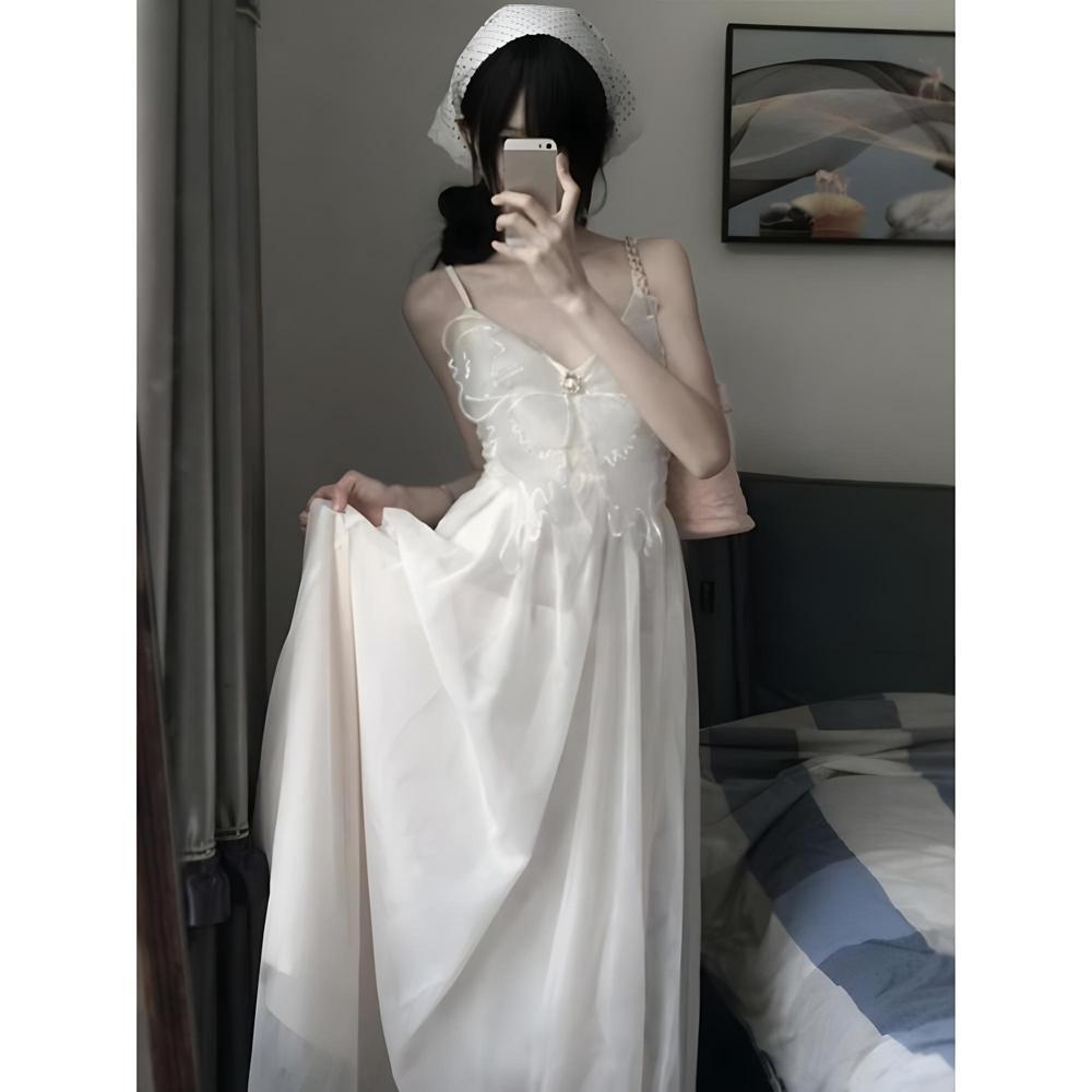 Small Fresh Mesh Vacation Dress Women's Summer Explosion Niche Mori Xilan Butterfly Dream Dress