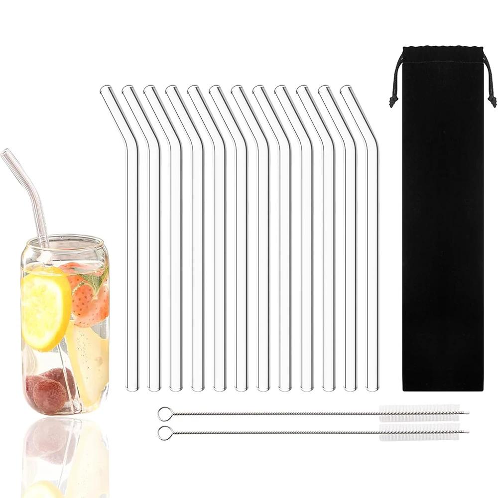 

15Pcs High Borosilicate Glass Straw Eco Friendly Drinking Straw Reusable Glass Straw for Cocktail Smoothie Bar Accessories