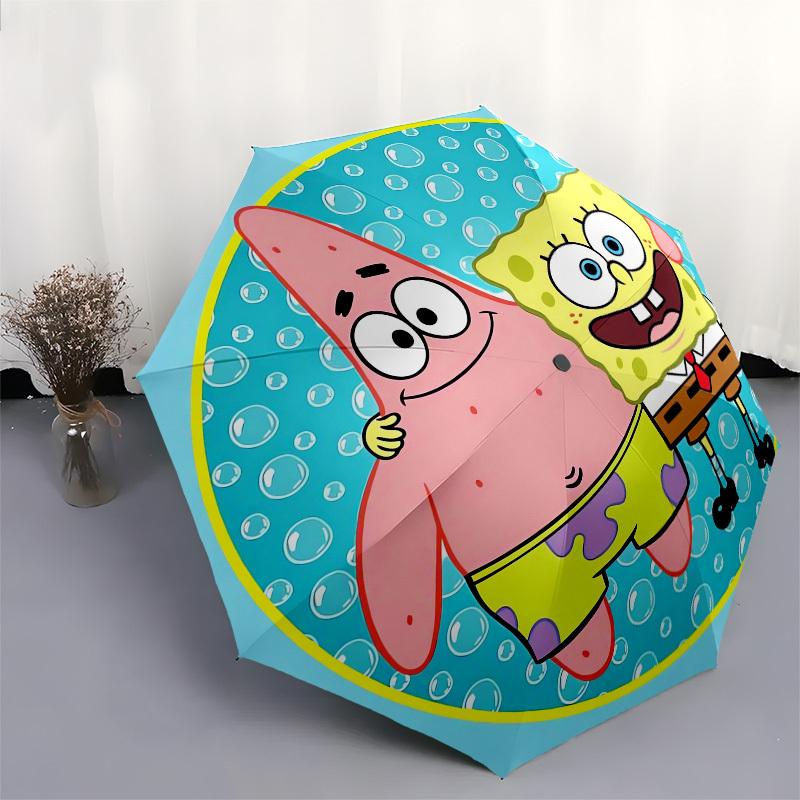 1pc SpongeBob SquarePants Friendship Umbrella with Plastic Handle,Suitable for All Seasons Home Travel Outdoor UmbrellaM1190