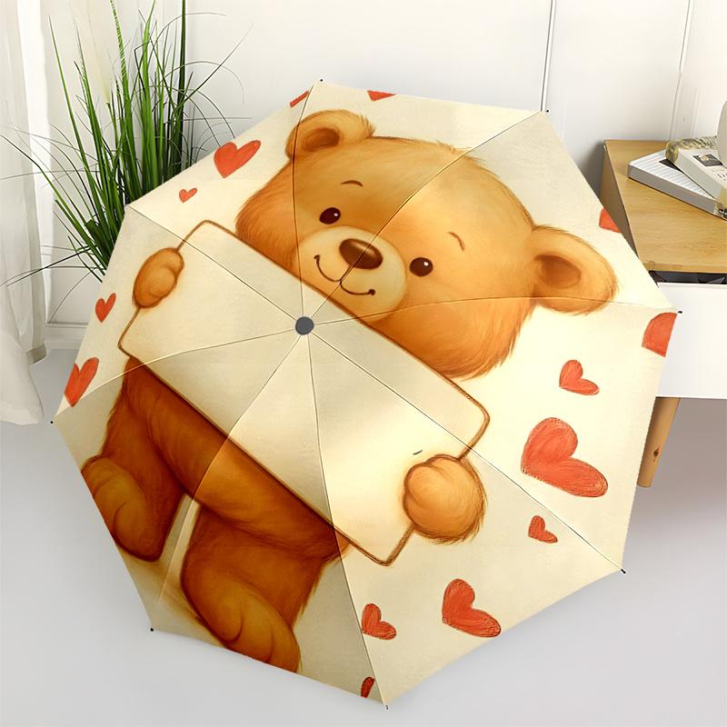 1pc Teddy Bear LoveAutomatic Open/close Umbrella, 8-Rib Sturdy Structure, Portable Travel Umbrella, Parties, Everyday Usec65