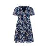 Spring Autumn Floral Print Loose Dress for Women Chic V Neck Short Sleeve Fashion Sizes S-XL