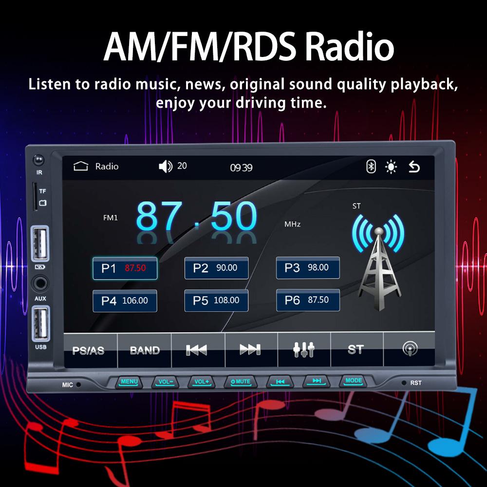 TOYOUSONIC 7 inch Car Radio Carplay Android Auto Multimedia Player FM AUX Input BT TF Mirror Link Universal 1 Din MP5 Head Unit