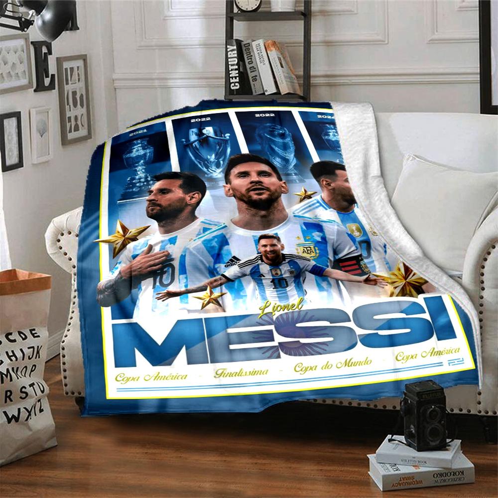 Football Messi Blanket Soft Warm Cozy Great for Couch Bed Bedding for All Occasions Digital Print Gifts For Family Or Friends