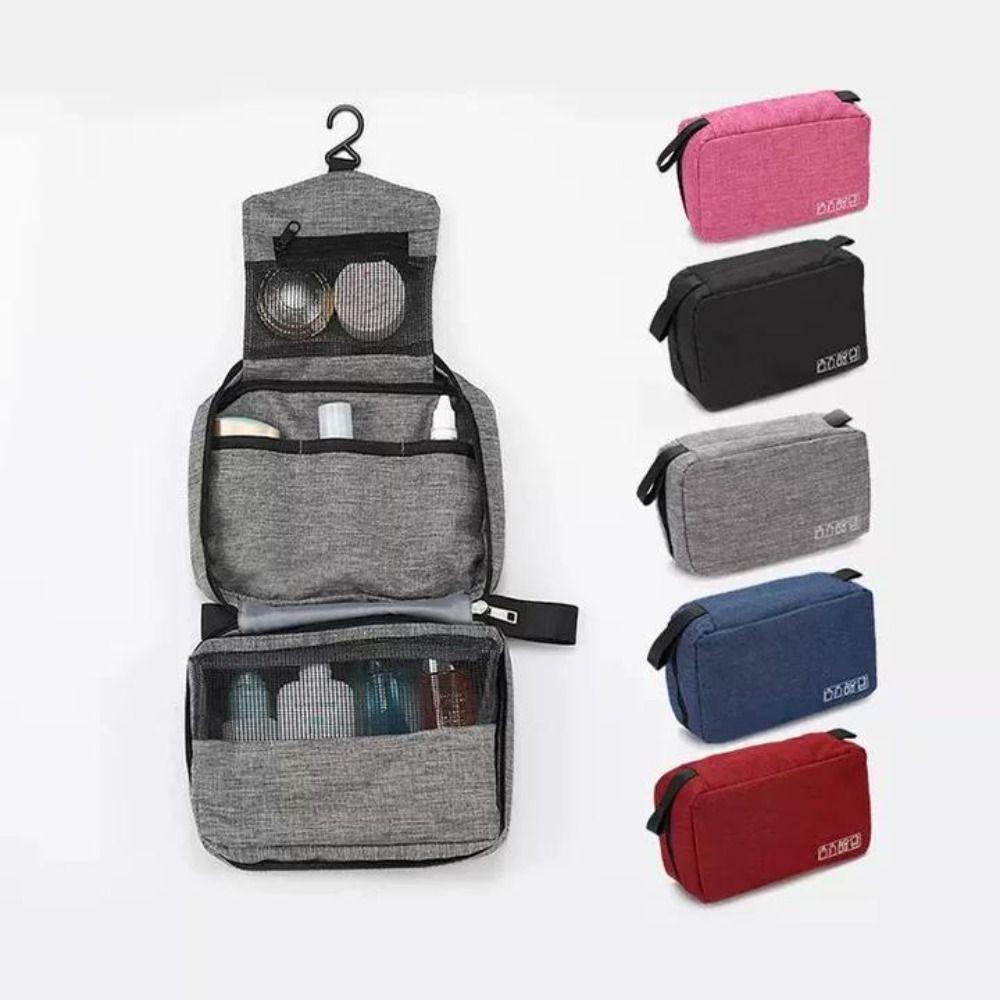 Oxford Cloth Men Toiletry Bag Hanging Water Resistant Travel Toiletry Containers Sturdy Handle Multiple Compartments