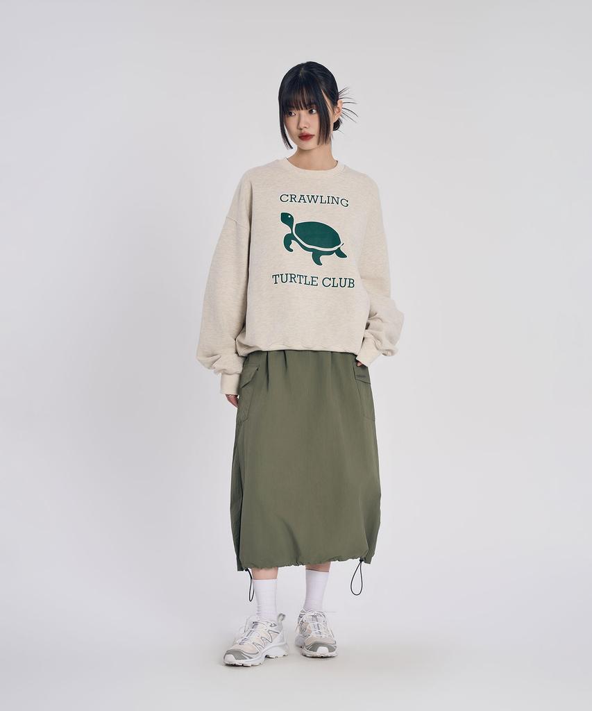 Slow Record House Nylon Cargo Long Skirt_Khaki