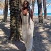 Sommer Damen Rückenfrei Strand Strick Aushöhlen Bluse Lange Kleider