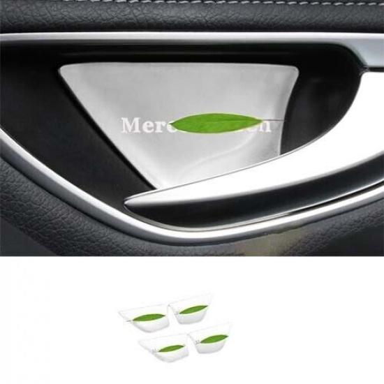 Steel Sliver 2016-2021 4PCS Interior Door Bowl Cover Trim For Benz C-Class 2015