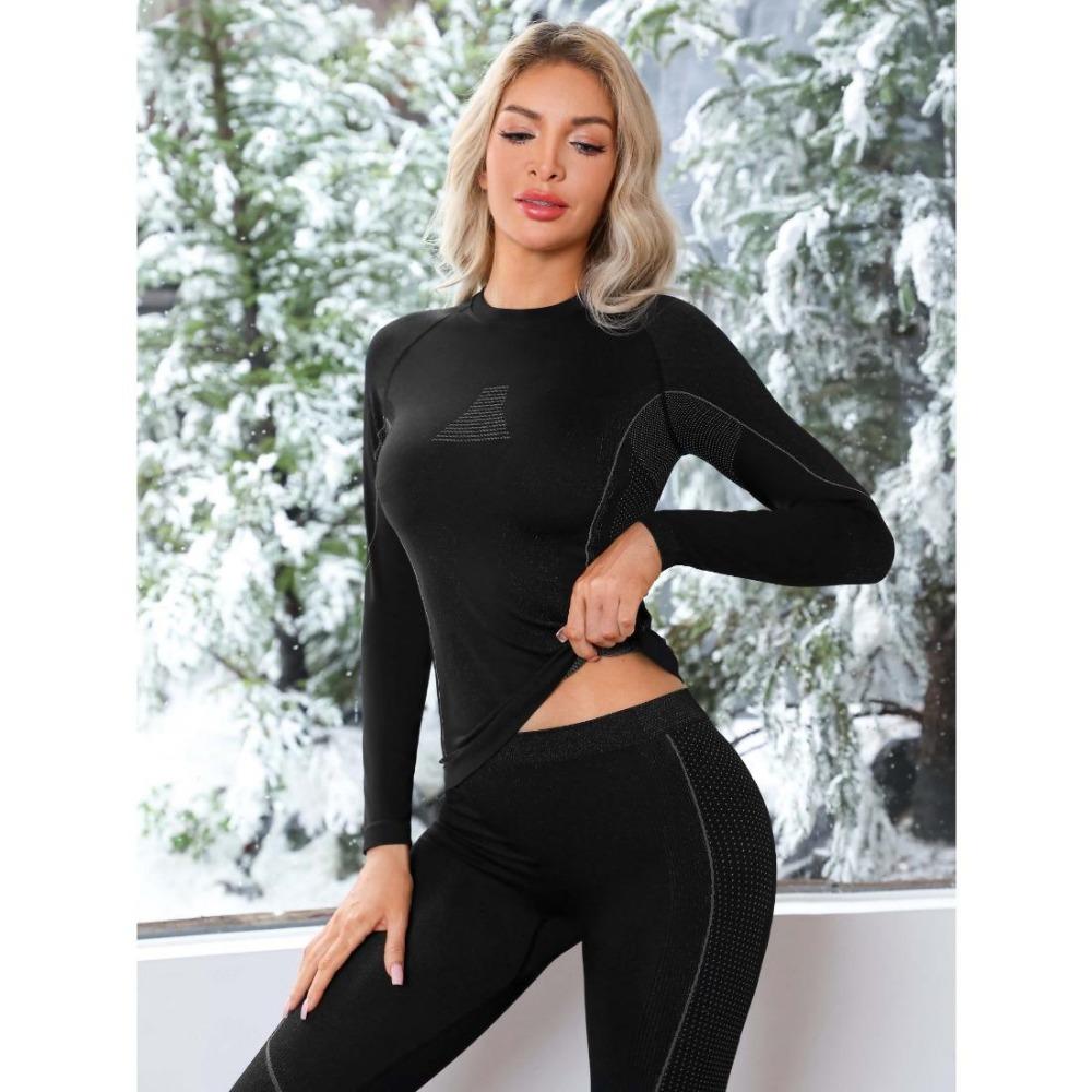 CHARMLEAKS Thermo-Unterwäsche-Set für Damen, Oberteil und Unterteil, lange Unterhose, warme Basisschicht für kaltes Wetter