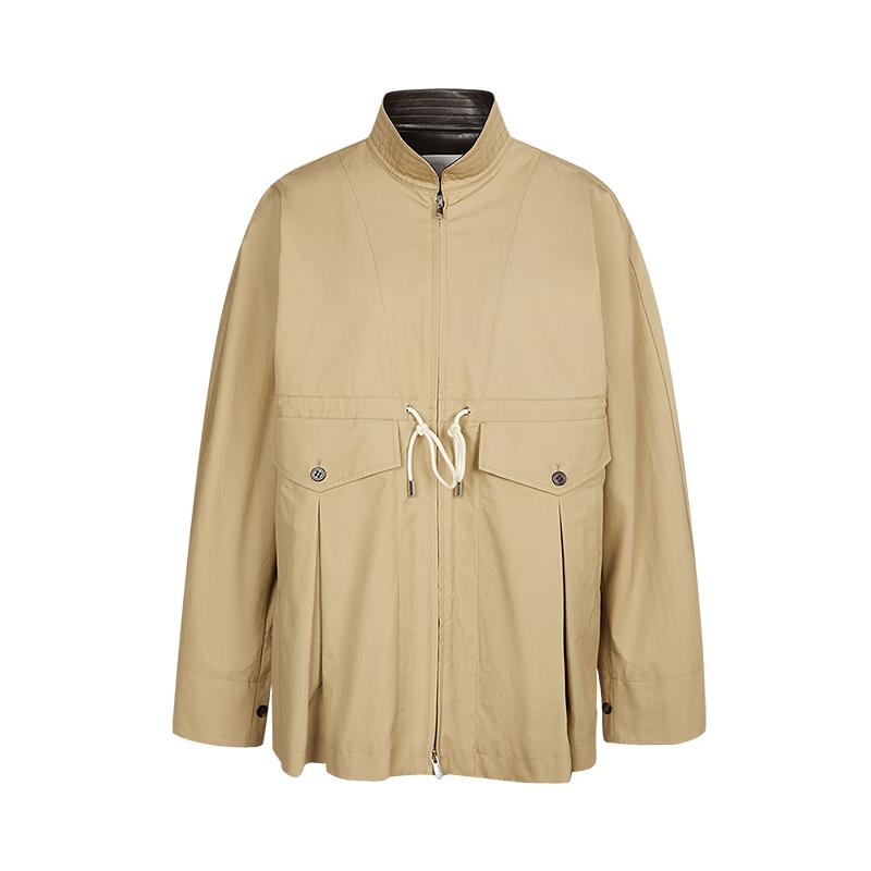 LESSLESS Stand-Collar Loose A-Line Jacket