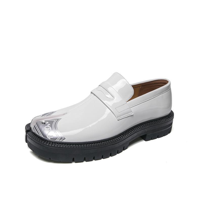 Men s Retro Split-Toe Leather Loafers - Big Size for Larger Feet 46 белый