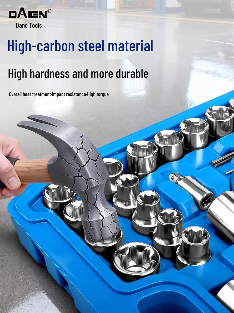 Car Maintenance Socket Wrench Ratchet Tool Set - Complete Auto Repair Kit