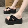 Fashion NEW Casual 8CM Wedge Slippers for Women Summer Non Slip Platform Sandals Woman Open Toe Comfortable Female Chunky Beach Slippers