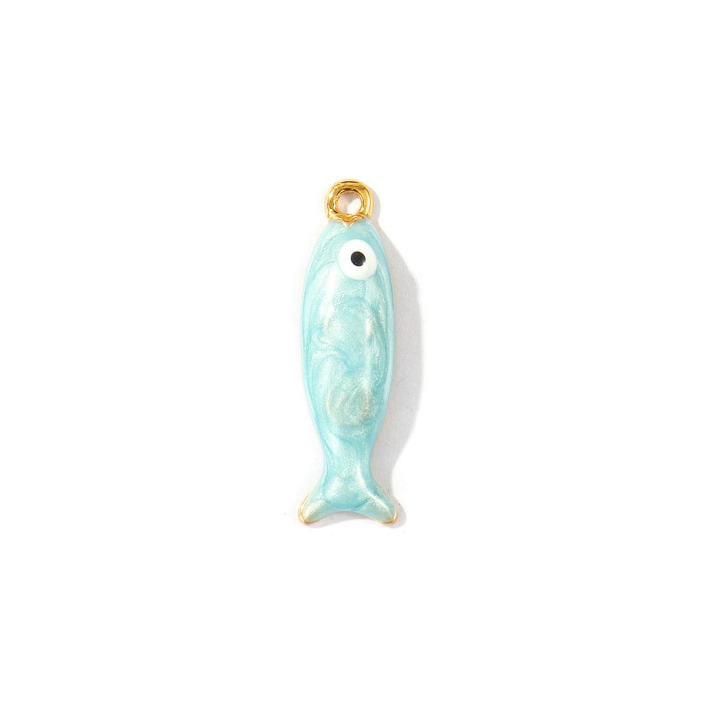 2 Pezzi Smalto Impermeabile Perlescente Pesce Acciaio Inossidabile 304 Charms Gioielli Oceano Pendenti Placcati Oro 18K Per Creazione Collane Fai da Te