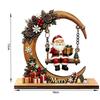 Wooden Christmas Santa Claus Swing Ornament With Moon Framed And Festive Details Perfect For Home Tabletop Xmas Decor