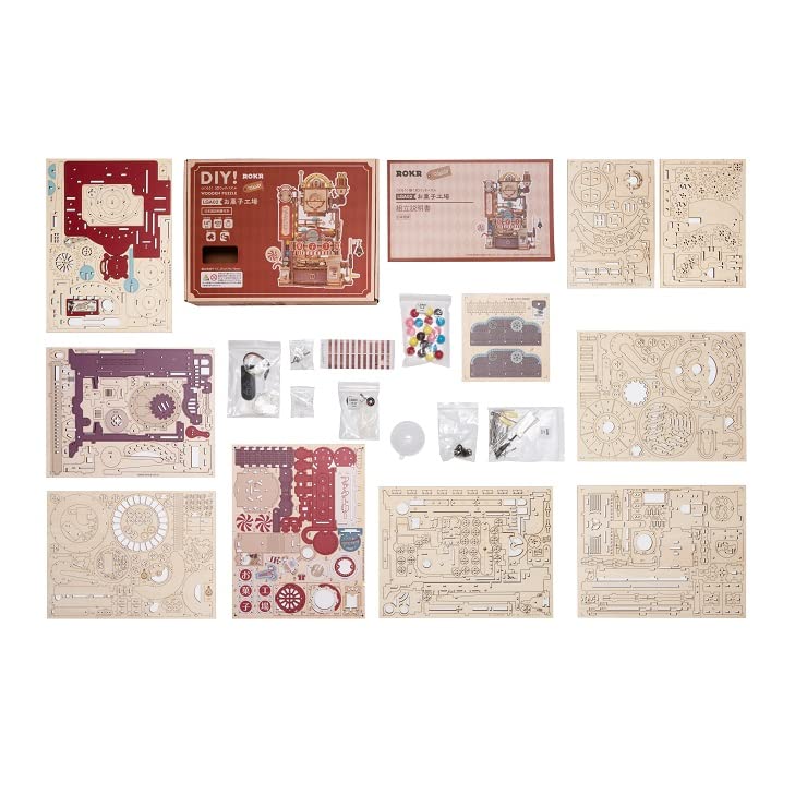 Moving 3D Wooden Puzzle Candy Factory with Japanese Instructions Tsukurundesu®