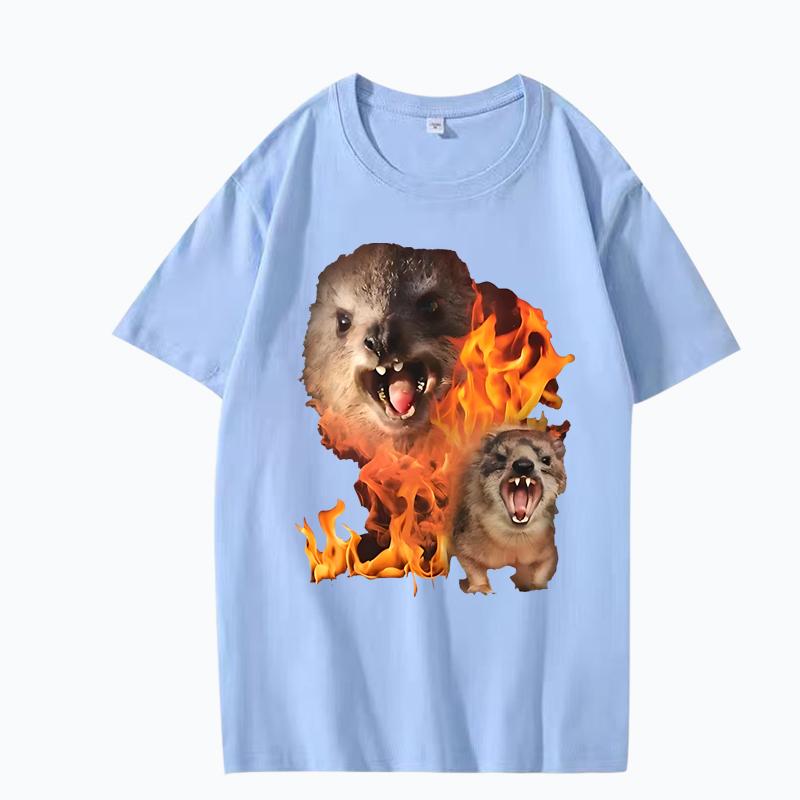 Funny Rock Hyrax Fire Meme Tee Shirt Men Women 100% Cotton Manga Short Sleeve Classic Summer Cute Kawaii Unisex Plus Sizetops