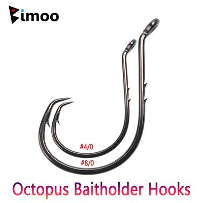 Bimoo 20 pezzi in acciaio ad alto tenore di carbonio Octopus Baitholder Circle Hooks Barbed Baitholder Fishing Jig Hooks Pike Bass Catfish Sea Fishing Tackle