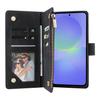 For Samsung Galaxy A37 5G Case Zipper Wallet Multiple Card Slots Leather Phone Cover with Wrist Strap