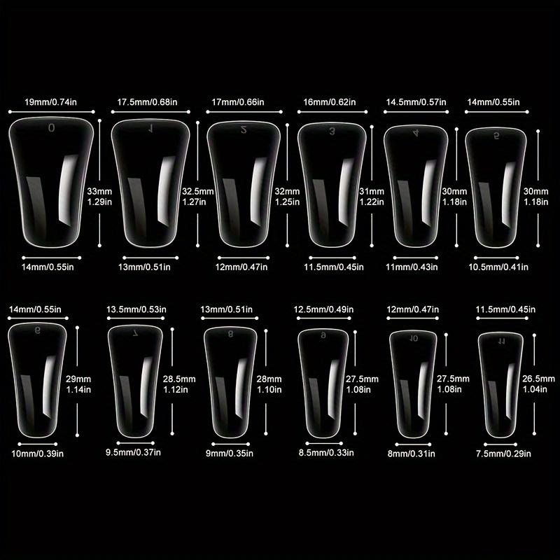 120 Pieces of Medium-Length Duck Nail Tips, 12 Different Sizes, Boxed Transparent Duck Nail Tips, Semi-Cover Wide Nail Tips, French Style False Nail