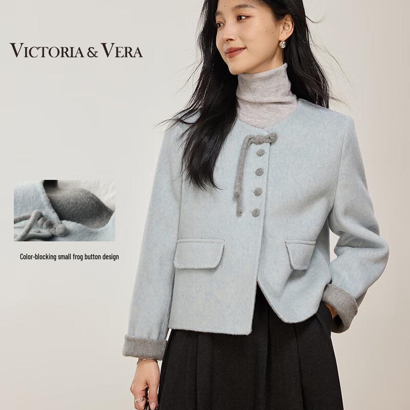 

VICTORIA&VERA Женское пальто из смесовой шерсти на пуговицах-дисках в китайском стиле S