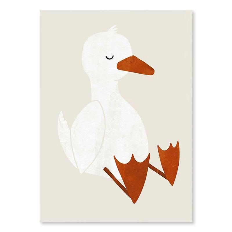 Nordic Cartoon Lion Rabbit Mouse Goose Duck Wall Art Canvas Painting Nursery Poster and Prints Pictures Baby Kids Room Decor