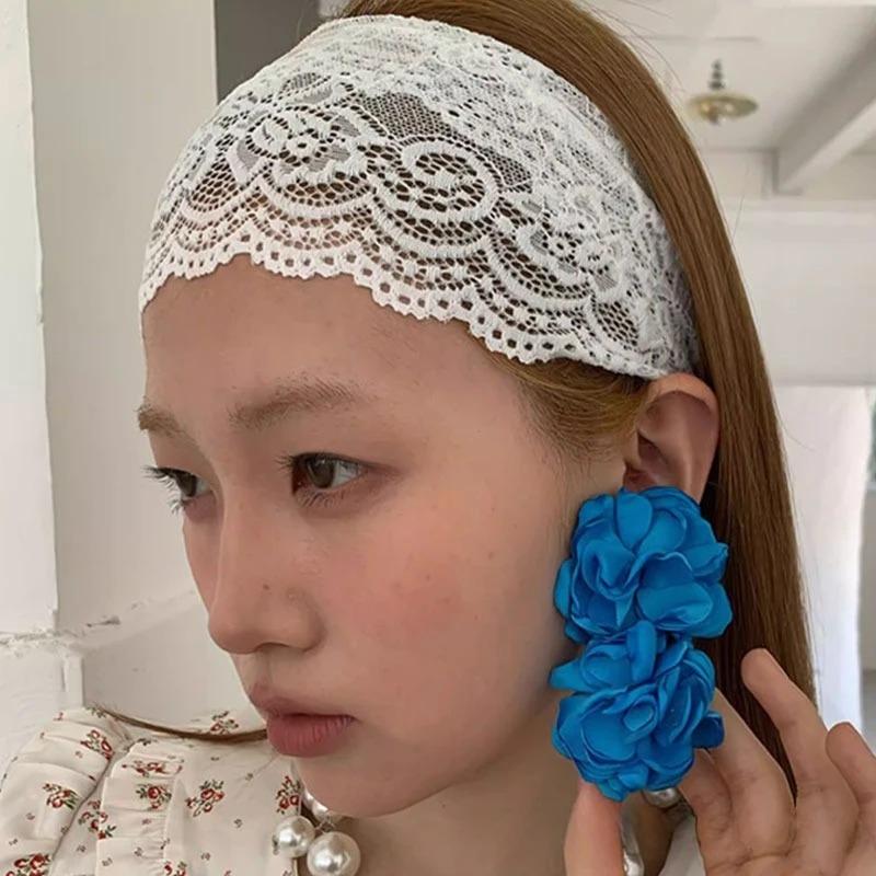 Neues Koreanisches Stil Elastisches Spitzenbesatz Stirnband Damen Vielseitig Weiches Breites Haarband Modeaccessoire für Tägliches Styling Komfort Tragen