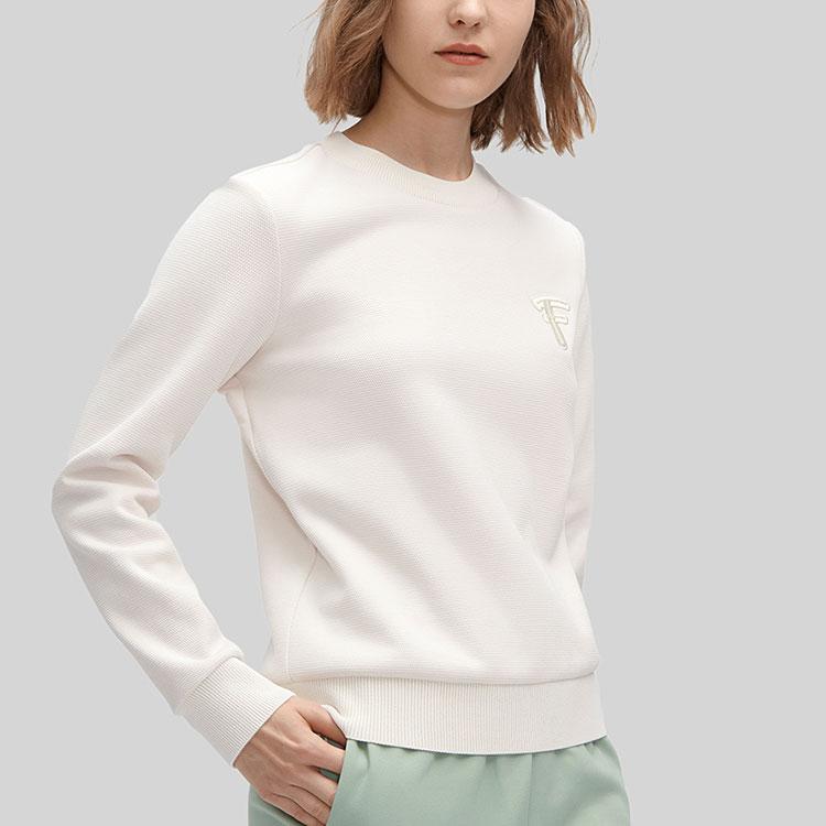 FILA Solid Color Crew Neck Pullover Warm Sweatshirt Women sweatshirt Ice-Cream-White F11W414215F-IV
