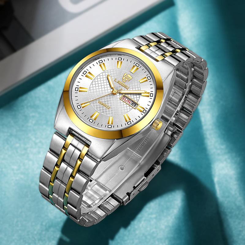 SKMEILuxury style new couple men's watch steel belt week calendar waterproof women's watch