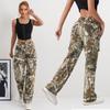 Puffanpop Women's Jeans Camouflage Cargo Pants Straight Wide Leg Jeans High Waisted Casual Slim Jeans
