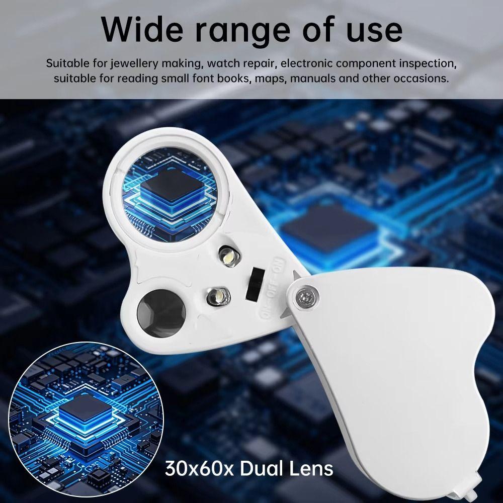 Mit hellem LED-Licht faltbare Schmucklupe verstellbare Beleuchtung Handlupe Edelsteine