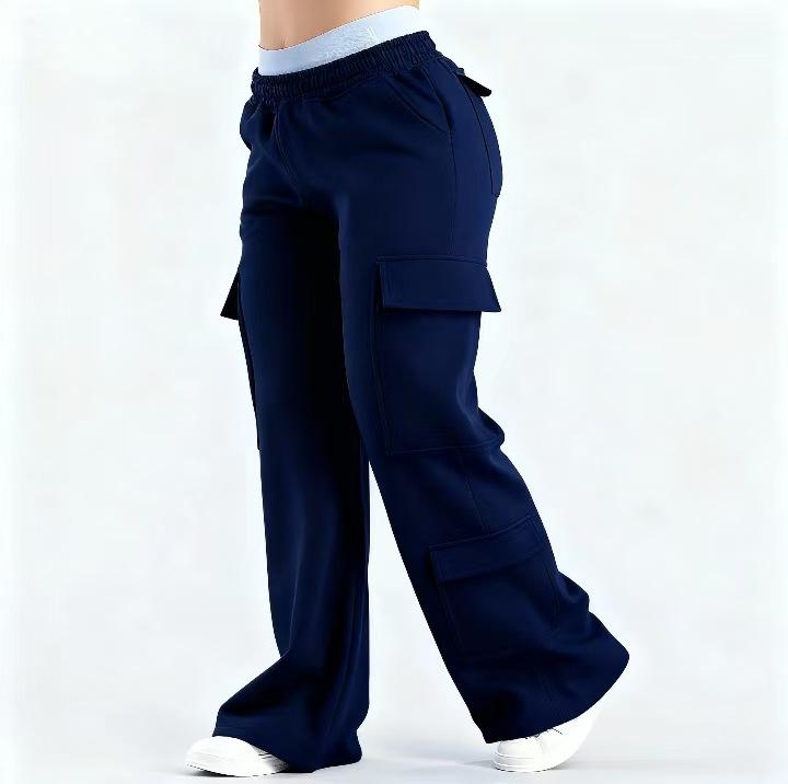 Cross-Border Fashion Solid Color Casual Loose Straight-Leg Pants Double XL