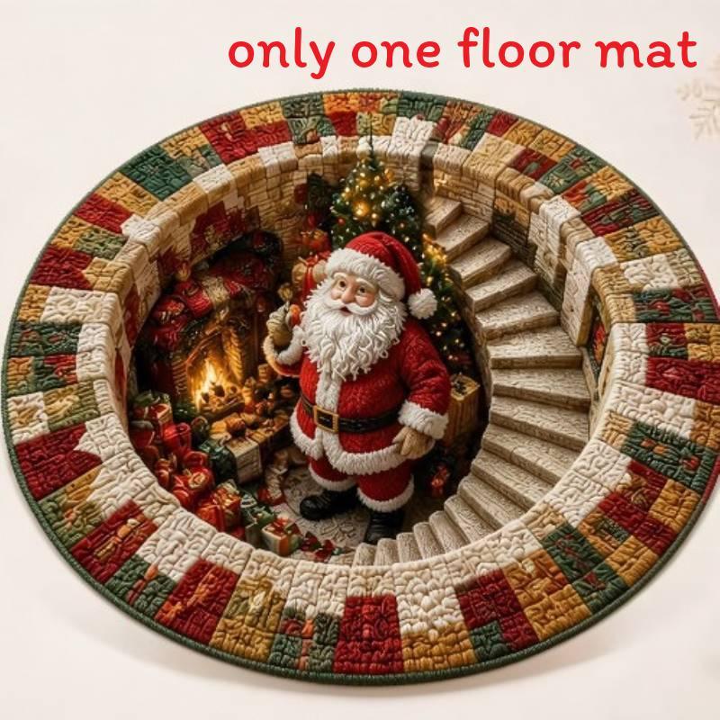 Christmas Cartoon Round Rug Waterresistant Carpet For Living Room Decor
