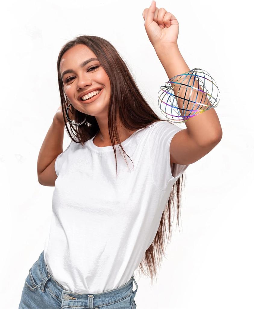 Spinner Ring Arm Magic Kinetic Spring 3D Bracelet Spring Fidget Ring Rainbow Interactive Spring Toy Gift for Adult Stress Relief