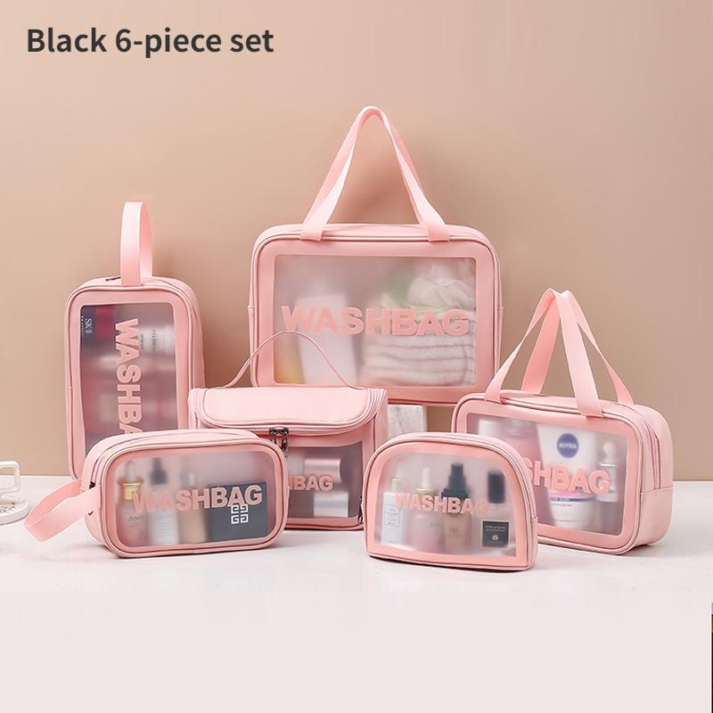 

Новая прозрачная косметичка, набор из 6 предметов, сумка для хранения туалетных принадлежностей из ПВХ, сумка для купания и пляжа, сумка для шлифования из искусственной кожи