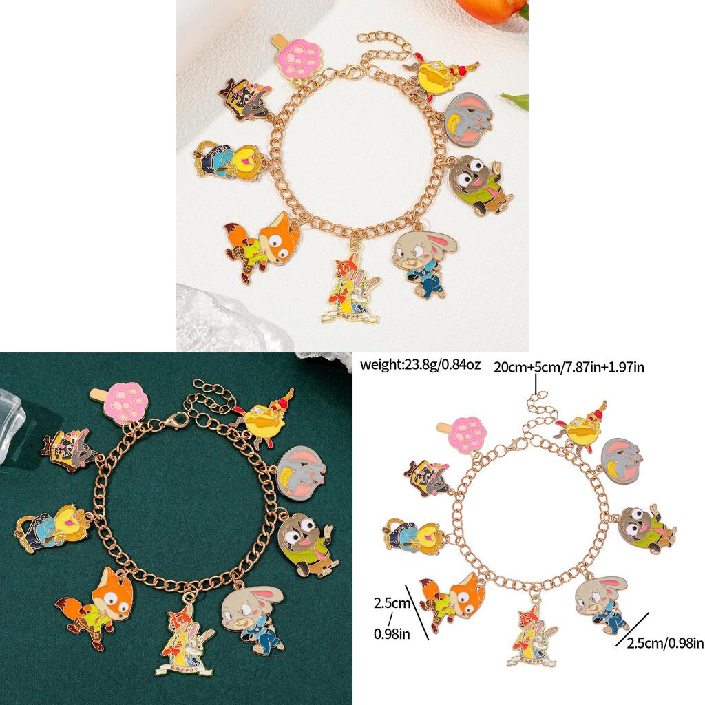 Bracelet Charmant Dessin Animé Zootopie Avec Pendentif en Alliage de Zinc Pour Cadeau de Voyage