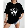 Oversized T Shirt White Cat And Dog Silhouette With Hearts Print Casual Wear For Women Daily Outfit Comfortable Loose Fit Top For Home Or Outdoors