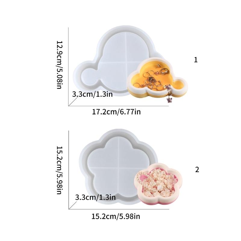 Durable Silicone Mold Resin Trays Making Moulds DIY Cloud/Plum Blossom Shape Dish Molds Storage Plate Casting Mould