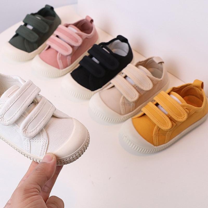 Child Canvas Shoefour Season New Korean Version Child Soft Single Shoe Casual Girl Slip Travel Shoe Boys School Walking Shoe