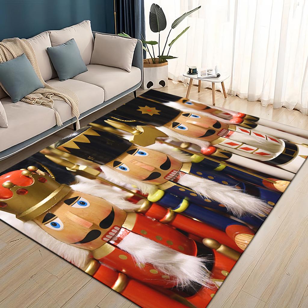 Merry Christmas Cartoon The Nutcracker Doll Festival Gift Carpet Rug for Living Room Bedroom Home Sofa Decoration,Non-slip Mat
