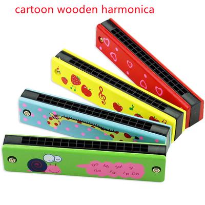 6PCS Wooden 16-Hole Harmonica Music Toy Children's Birthday Party Favors Wedding Guest Gifts Pinata Filling Gifts for The Kids