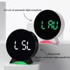 LED Digital Alarm Clock Week Date Second Hand Display Brightness Adjustable 2 Alarms Table Ambient Light 12/24H Electronic Clock