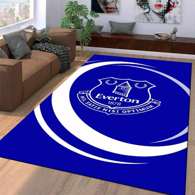 Blue Carpet with Everton Logo and Nil Satis Nisi Optimum Text Suitable for use as an anti-slip for living room bedroom sofas