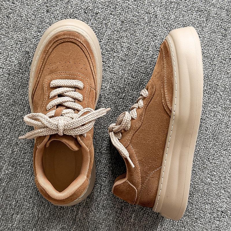 

Autumn new anti-velvet thick-soled heightening retro brown casual board shoes 39 коричневый
